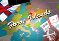 Faroe Islands travel concept map background with planes, tickets