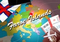Faroe Islands travel concept map background with planes, tickets. Visit Faroe Islands travel and tourism destination concept.