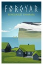 Faroe Islands. Vector travel poster.