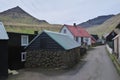 Faroese landscape with idyllic village Gjogv