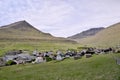 Faroese landscape with idyllic village Gjogv