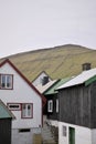 Faroese landscape with idyllic village Gjogv