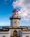 Farol do Arnel Lighthouse on Sao Miguel island Azores Royalty Free Stock Photo