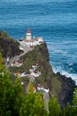 Farol do Arnel Lighthouse on Sao Miguel island Azores Royalty Free Stock Photo