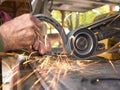 Farrier Grinding Horseshoe