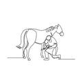 Farrier and Horse Continuous Line Royalty Free Stock Photo