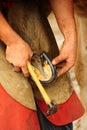 The Farrier, testing the shoe Royalty Free Stock Photo