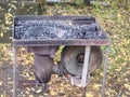 Farriers open portable furnace. Burning coal in the furnace Royalty Free Stock Photo