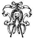 Farriery Symbol is a horse`s hoof care, vintage engraving Royalty Free Stock Photo