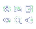 Farsightedness, Accounting report and Search icons set. Vector