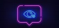 Farsightedness line icon. Eye diopter sign. Optometry vision. Neon light speech bubble. Vector