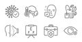 Farsightedness, Sick man and Coronavirus icons set. Medical insurance, Face accepted and Vision board signs. Vector