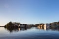 Farsund, view from the ocean, small city in Norway