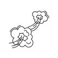 Fart cloud vector line icon, smoke poof doodle, comic breath, air, steam puff, dust or flatulence, cartoon smell pop, funny gas.