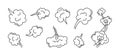 Fart cloud vector line icon, smoke poof doodle, comic breath, air, steam puff, dust or flatulence, cartoon smell pop, funny gas