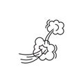 Fart cloud vector linear icon, smoke poof doodle, comic breath, air, steam puff, dust or flatulence, cartoon smell pop, funny gas Royalty Free Stock Photo