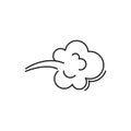 Fart cloud vector linear icon, smoke poof doodle, comic breath, air, steam puff, dust or flatulence, cartoon smell pop, funny gas