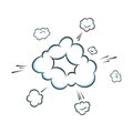 Fart smoke smelling cloud pop art comic book cartoon flat style design vector illustration.