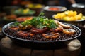 Fartar Brazilian table: beans, moqueca, acarajÃ©s, vatapÃ¡, cachaÃ§a. Authentic colors and flavors., generative IA