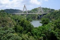 A farther away view of a suspension bridge in Puerto Rico Royalty Free Stock Photo