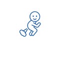 Farting man line icon concept. Farting man flat vector symbol, sign, outline illustration.