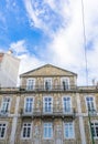 Fasade Casa do Ferreira das Tabuletas on Trindade street covered with yellow tiles azulejo Royalty Free Stock Photo