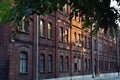 Fasade of old red brick building in Lodz Royalty Free Stock Photo