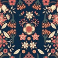 Fascinating autumn seamless pattern, art Nouveau style