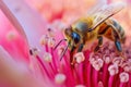 Fascinating Bee macro flower. Generate Ai Royalty Free Stock Photo