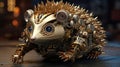 A fascinating depiction of a hedgehog seamlessly integrated with mechanized forms, the fusion of natural spines and