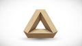 Impossible Triangle Optical Illusion Made of Cardboard on White Background Royalty Free Stock Photo