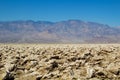 Fascinating landscape, mountains, blue sky - the mystical Devil`s golf course, Death Valley National Park Royalty Free Stock Photo