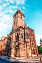 fascinating magical beautiful landscape on the central square of Prague, Czech Republic with clock tower. amazing places. popular