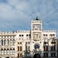 Fascinating mechanical clock overlooking St. Mark`s Square, Venice Italy Royalty Free Stock Photo