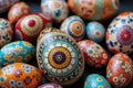 Fascinating Painted Egg Masterpieces on Showcase Royalty Free Stock Photo
