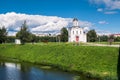 Fascinating riverside scenery of the Tmaka River near its joining the river Volga. The City Of Tver, Russia. Royalty Free Stock Photo