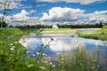 Fascinating riverside scenery of the Tmaka River near its joining the river Volga. The City Of Tver, Russia. Royalty Free Stock Photo