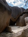 The fascinating rock formations on the beach of the Seychelles.