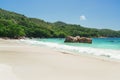 Fascinating rock formations on the beach of the Seychelles.