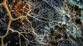 The fascinating sight of a symbiotic relationship between a root and mycorrhizal fungi depicted by the entangled hyphae