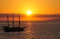 Fascinating sunset and the piracy ship