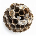Geometric Wasp Nest Structure on White Background Royalty Free Stock Photo