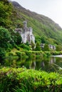 Fascinating vertical shot of the Kylemore Abbey & Victorian Walled Garden in Ireland