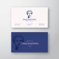 Fascination Beauty and SPA Abstract Vector Logo Business Card Template. Antique Greek Lady Statue Head Illustration with