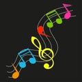 Set of multicolored signs of musical notes. Vector illustration for music design. Key sign collection. Royalty Free Stock Photo