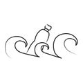 Illustration of a plastic bottle floating in water. Doodle style outline. Royalty Free Stock Photo