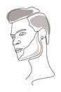 Fashion abstract, man one line on a white background. Line vector illustration. Corporate communications