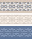 Fashion abstract pattern with circles. Set of three patterned geometric borders