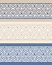 Fashion abstract pattern with hexagons. Set of three seamless geometric abstract borders