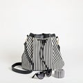 Fashion accessories - black-and-white striped bag, bracelet and